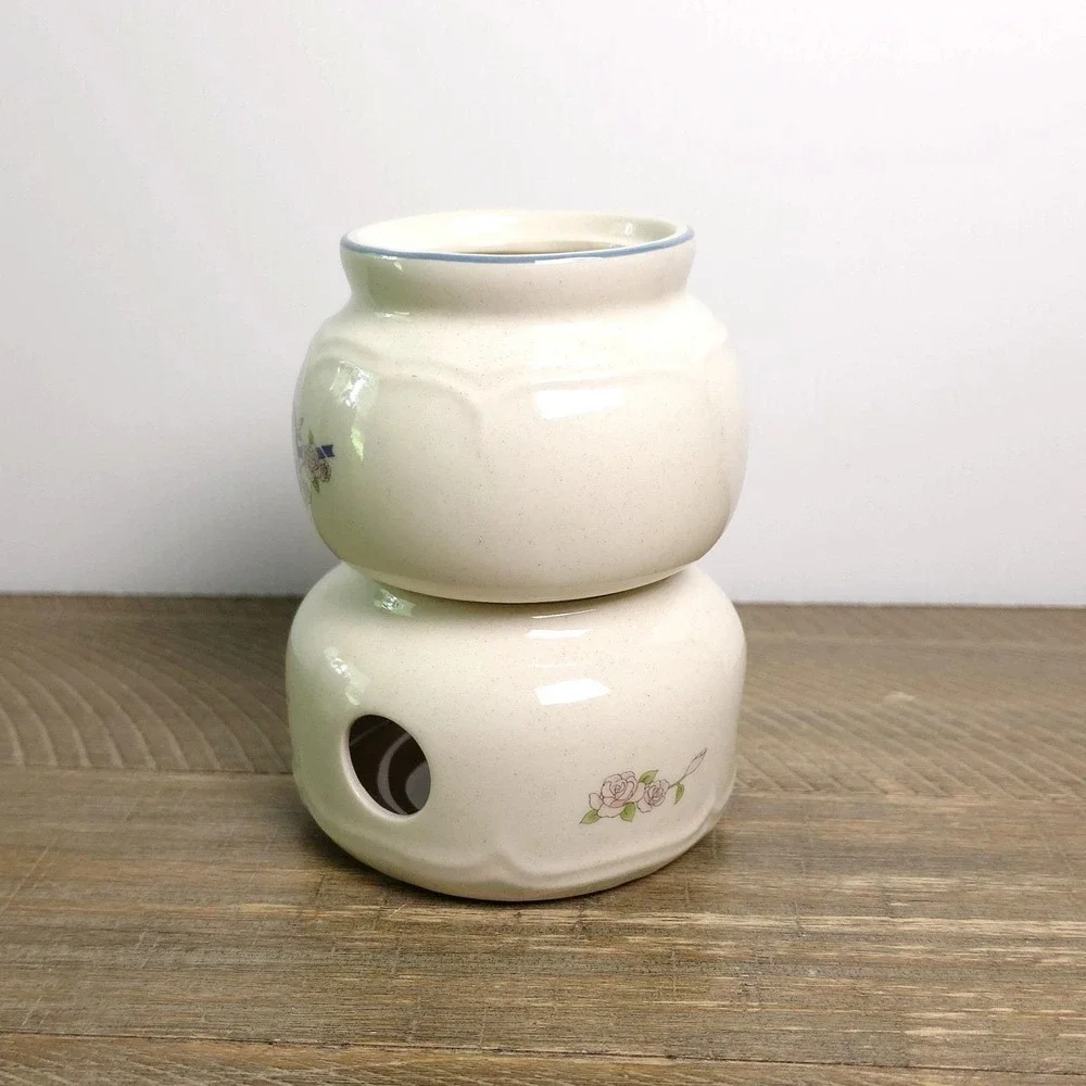Vintage Floral Goose Ceramic Potpourri Warmer Candle Base Taiwan